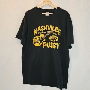Vtg Nashville Puss*y Band T-shirt Black And Yellow Sz Mens L